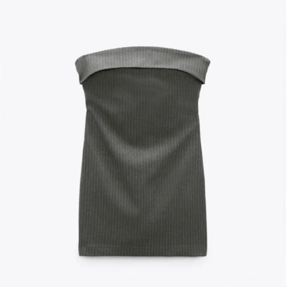 Zara Bandeau pinstripe dress